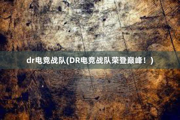 dr电竞战队(DR电竞战队荣登巅峰！)