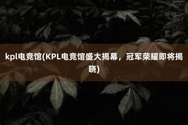 kpl电竞馆(KPL电竞馆盛大揭幕，冠军荣耀即将揭晓)