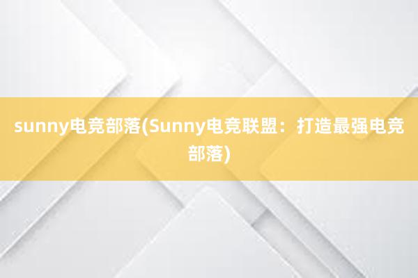 sunny电竞部落(Sunny电竞联盟：打造最强电竞部落)