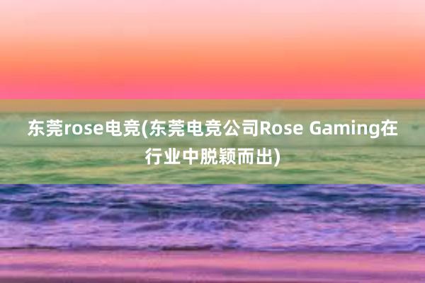 东莞rose电竞(东莞电竞公司Rose Gaming在行业中脱颖而出)