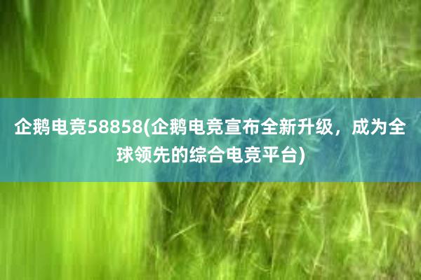 企鹅电竞58858(企鹅电竞宣布全新升级，成为全球领先的综合电竞平台)