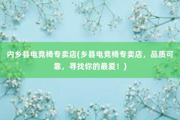 内乡县电竞椅专卖店(乡县电竞椅专卖店，品质可靠，寻找你的最爱！)