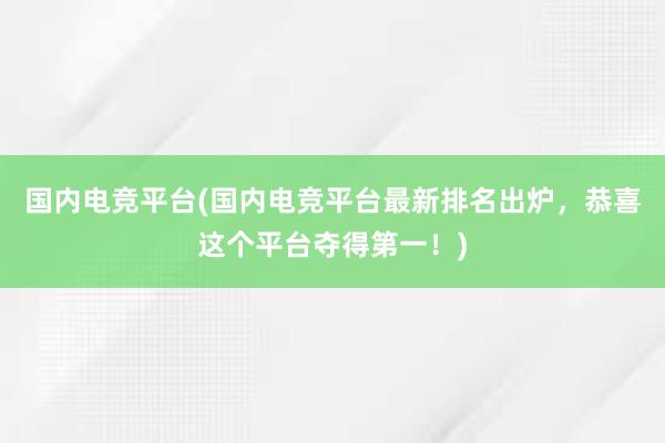 国内电竞平台(国内电竞平台最新排名出炉，恭喜这个平台夺得第一！)