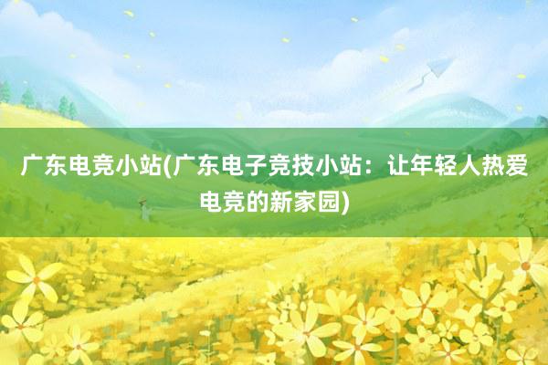 广东电竞小站(广东电子竞技小站：让年轻人热爱电竞的新家园)