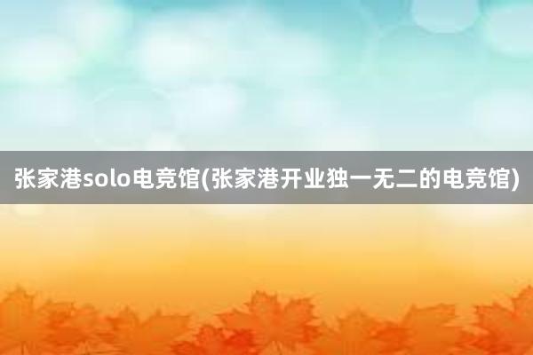 张家港solo电竞馆(张家港开业独一无二的电竞馆)