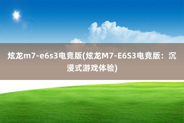 炫龙m7-e6s3电竞版(炫龙M7-E6S3电竞版：沉浸式游戏体验)