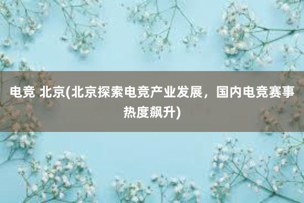 电竞 北京(北京探索电竞产业发展，国内电竞赛事热度飙升)