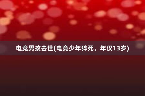 电竞男孩去世(电竞少年猝死，年仅13岁)