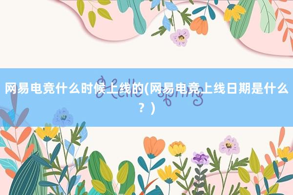 网易电竞什么时候上线的(网易电竞上线日期是什么？)