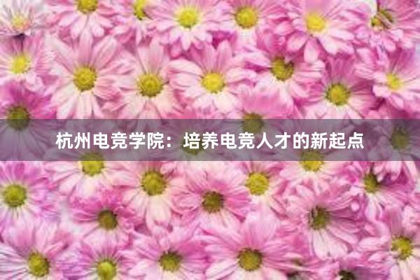 杭州电竞学院：培养电竞人才的新起点