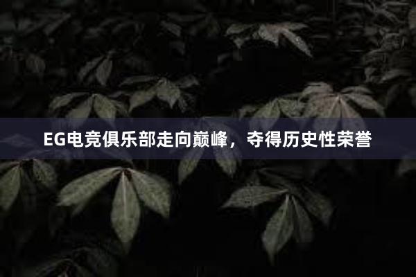 EG电竞俱乐部走向巅峰，夺得历史性荣誉