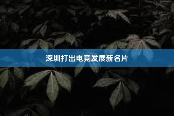 深圳打出电竞发展新名片