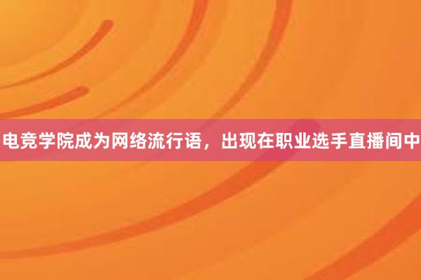 电竞学院成为网络流行语，出现在职业选手直播间中